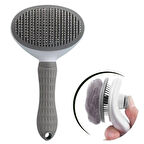  Kedi Köpek Tüy Toplayıcı Kendini Temizleyebilen Ergonomik Rahat Evcil Hayvan Tarağı Gri