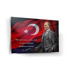 Atatürk Türk Bayrağı Önünde Cam Tablo – “Zeki, Çevik ve Ahlaklı Sporcu” – ATA246