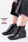140 Ortopedik Taban Cırtlı Siyah Anne Botu Kadın Bot Postal Çizme 