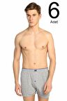 Erkek Gri 6'lı Paket Penye Düğmeli Boxer Elf568t0117ccm6