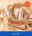 ATHENIAS Plaj Güneş Koruma Seti Vücut Güneş Sütü + Yüz Güneş Kremi + After Sun +Onarıcı Balm+Plaj Çantası