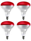Avarson (4 Adet) 250W Kızılötesi (infrared) Isıtıcılı Fizik Tedavi Lambası (Kırmızı Işık) E27 (Kalın Duy)