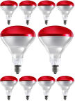 Avarson (10 Adet) 250W Kızılötesi (infrared) Isıtıcılı Hayvan Isıtma ve Kuluçka Lambası (Kırmızı Işık) E27 (Kalın Duy)