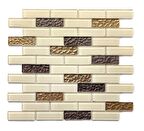 Mutfak tezgah arası Kristal Cam Mozaik. Cam ölçüleri: 23x73x4 mm. File ölçüsü: 30x30 cm. ( 1 Koli = 11 File Karo = 1 m2 Fiyatıdır )