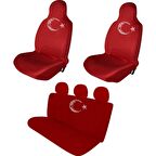 Tofaş Tempra Penye Oto Koltuk Kılıfı - Ay Yıldız Baskılı - Kırmızı