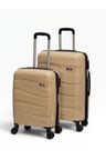 Dalgalı Model 2’li Kabin Boy + Orta Boy Gold Valiz Seti