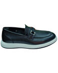Rego 1774 Erkek Siyah (40-44) Deri Tokalı Loafer Ayakkabı 