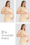 Premium Pratik Kullanışlı Alternatif Hamile Atlet Kalın Askılı Pamuklu Likralı Esnek Ten 3'lü Paket