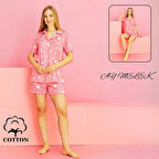 Kadın Pijama Takımı %100 Pamuklu Şort ve Pijama Seti