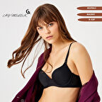 Sütyen Çizgi Desenli B-Cap Destekli Balenli Tasarım