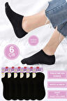 Kadın Kısa Çorap 6 Çift Pamuklu Penye Likralı Sneakers Görünmez Çorap