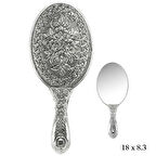 925 Ayar Gümüş Papatya Desenli Gümüş El Aynası