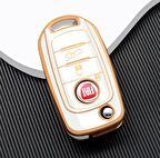 Fiat Egea TPU Malzeme  Krem Anahtar Kılıfı (3 Tuşlu)