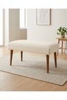 Azra Mobilya Keten Kumaş Bench Puf Krem 90x45x46 cm Ahşap Ayaklı