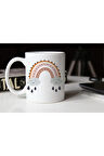 Özel Tasarım- Bohem Gökkuşağı Baskılı Beyaz Kupa Bardak Tfkr