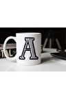 Siyah Beyaz Çizgili A Harfli Porselen Kupa Tfsbh-001