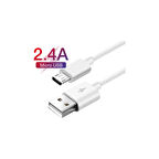 Adaman Premium 0,9 Metre Micro USB Hızlı Şarj ve Data Kablosu 2.4 Amper Beyaz