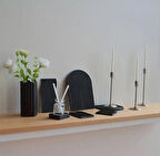 Minimalist Siyah Dekoratif Beton Tepsi - Modern Arched Tasarım, Çok Amaçlı Şık Organizer (33x23 cm)