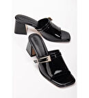 Ziva Siyah Rugan Topuklu Terlik