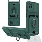 Samsung Galaxy A12 Kılıf Zuma Kartvizitli Yüzüklü Boyun Askılı Silikon Kapak + Ekran Koruma