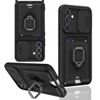 Samsung Galaxy A24 4G Kılıf Zuma Kartvizitli Yüzüklü Boyun Askılı Silikon Kapak + Ekran Koruma