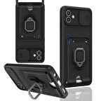 Samsung Galaxy A05 Kılıf Zuma Kartvizitli Yüzüklü Boyun Askılı Silikon Kapak + Ekran Koruma