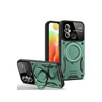 Xiaomi Redmi 12C Kılıf Joy Lens Korumalı Standlı Şık Tasarım Kapak + Ekran Koruma