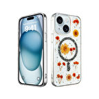 Apple iPhone 14 Uyumlu Kılıf Daisy Simli Magsafe Silikon Kapak