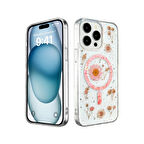 Apple iPhone 14 Pro Max Uyumlu Kılıf Daisy Simli Magsafe Silikon Kapak