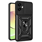 Samsung Galaxy A06 Kılıf Pars Lens Yüzüklü Silikon Magnetik Standlı Kamera Korumalı Kapak