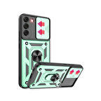 Samsung Galaxy S22 Kılıf Pars Lens Yüzüklü Silikon Magnetik Standlı Kamera Korumalı Kapak