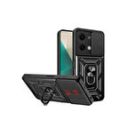 Xiaomi Poco X6 Kılıf Pars Lens Yüzüklü Silikon Magnetik Standlı Kamera Korumalı Kapak