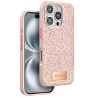 Apple İphone 16 Pro Kılıf Bright Zarif Boncuk İşlemeli Tasarım Simli Kapak