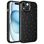 Apple iPhone 15 Kılıf Kamera Korumalı Simli Lüks Koton Kapak