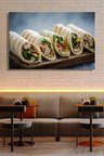Yatay Tekli Kanvas Duvar Tablosu Modern Lokanta Kafe Restoran Mutfak Yemek Tavuk Dürüm