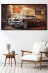 Duvar Tablosu Panoramik Yatay Kanvas Tekli Salon Yatak Odası Ofis Chevrolet Vintage Klasik Araba