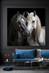 Dikey Kanvas Duvar Tablosu Tekli Salon Mutfak Yatak Odası Ofis Hayvan At Siyah Beyaz Horse