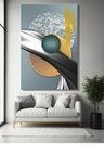 Dikey Kanvas Duvar Tablosu Tekli Salon Mutfak Yatak Odası Ofis Soyut Modern Geometrik Daire