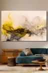 Yatay Kanvas Duvar Tablosu Tekli Salon Mutfak Yatak Odası Ofis Siyah Beyaz Zeytin Yeşili Mermer Efektli Soyut Desen