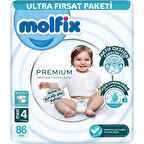 Nessiworld Molfix Premium Bebek Bezi Ultra Fırsat Paketi 4 Beden 7-14 Kg 86 Adet