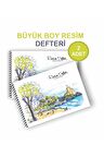 2'li Resim Defteri Spiralli Karton Kapak 25x35 Cm 15 Yaprak Resim Defteri Büyük Boy