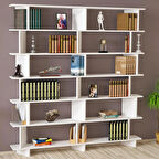 Azure 180 Modern Raflı Kitaplık Beyaz