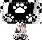 Monnhein Mama ve Su Evcil Hayvan Beslenme Matı, Kolay Temizlenen Emici Su Geçirmez Kumaş, Küçük Orta Boy ve Büyük Kedi ve Köpekler için Dayanıklı Köpek Kedi Paspas (50x35, Black and White)