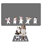 Monnhein Mama ve Su Evcil Hayvan Beslenme Matı, Kolay Temizlenen Emici Su Geçirmez Kumaş, Küçük Orta Boy ve Büyük Kedi ve Köpekler için Dayanıklı Köpek Kedi Paspas (50x35, Gri Kediler Balık)