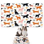 Monnhein Mama ve Su Evcil Hayvan Beslenme Matı, Kolay Temizlenen Emici Su Geçirmez Kumaş, Küçük Orta Boy ve Büyük Kedi ve Köpekler için Dayanıklı Köpek Kedi Paspas (50x35, Beyaz Renkli Dog)