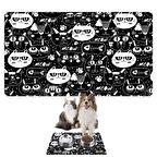 Monnhein Mama ve Su Evcil Hayvan Beslenme Matı, Kolay Temizlenen Emici Su Geçirmez Kumaş, Küçük Orta Boy ve Büyük Kedi ve Köpekler için Dayanıklı Köpek Kedi Paspas (40x60, Siyah Kedi)