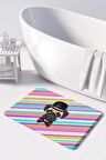 Sevimli Tasarımlı Mikrofiber Banyo Paspası, Kaymaz Taban, Makinede Yıkanabilir (50x80)