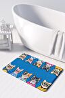 Sevimli Tasarımlı Mikrofiber Banyo Paspası, Kaymaz Taban, Makinede Yıkanabilir (50x80)