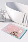 Sevimli Tasarımlı Mikrofiber Banyo Paspası, Kaymaz Taban, Makinede Yıkanabilir (50x80)