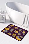 Sevimli Tasarımlı Mikrofiber Banyo Paspası, Kaymaz Taban, Makinede Yıkanabilir (50x80)